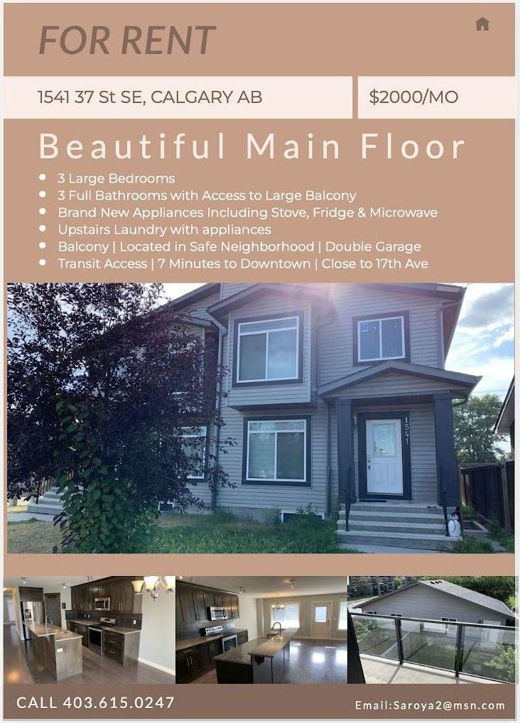 Calgary 3 bedrooms Main Floor for rent. Property photo: 144491-1